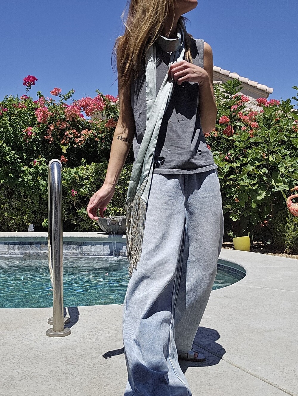 Long Fringe Skinny Scarf Twilly Belt - Picture 3 of 11